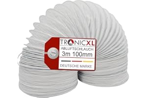 TronicXL PVC Abluftschlauch 100mm 3m für Trockner I Schlauch für 100er Klimaanlage Wäschetrockner Dunstabzugshaube Abluft Trocknerzubehör Ø 100 / 102mm Lüftungsschlauch