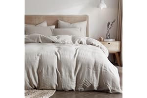 Lanqinglv Doppelte Musselin Bettwäsche 135x200 4 Teilig Baumwolle Leinen,ÖKO-TEX Bettwäsche Grau mit Reißverschluss,2 Bettbezug mit Reißverschluss und 2 Kissenbezug 80x80cm