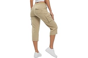 Rdruko Women's Casual Cargo Shorts Drawstring Elastic High Waisted Hiking Capri Pants Summer Outdoor Cropped Trousers for Work Travel Golf