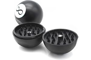 WOO LANDO Grinder a sfera Ø 56 mm a forma di 8 sfere con magnete – 2 pezzi – Macinaspezie manuale per casa e fuori – Plastica nera (8 palline)