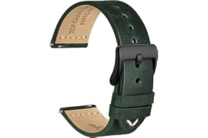 WOCCI Antikt klockarmband, toppkornigt läder, fransk vaxtråd, snabblås, spänne i rostfritt stål, ersättningsarmband för män