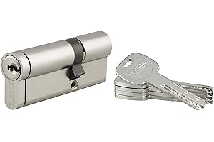 THIRARD - Cylindre de Serrure Double Entrée Transit 2 - Laiton - Usage Intérieur et Extérieur - 8 Goupilles - Anti-Arrachement, Anti-Perçage, Anti-Crochetage, Anti-Snap - 30 x 50 mm - Gris