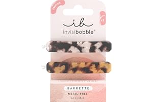 Invisibobble spinki do włosów damskie lampart Barrette Havana Mama - Trwałe spinki do włosów z mocnym uchwytem - Niemetalowe ozdoby do włosów zapobiegające łamaniu włosów x2