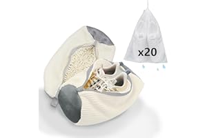 KINGBAR 2Pcs Schuhwaschbeutel Waschmaschine Mit 20xSchuhbeutel, Wiederverwendbarer Schuhe Waschbeutel Schuh Waschbeutel Mit 360° Reinigungsflusen für Schuhe