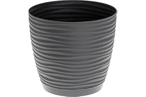 Sparkle Plants MOdern Decorative Planter for Indoor and Outdoor Use, 7 Sizes, 8 Colours - Dark Grey Plant Pot Planter with drainage Holes and Saucer (15 cm, Anthracite)
