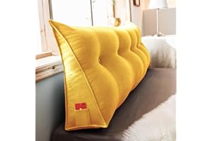 YSZBD Rückenstützkissen Rückenkissen Bett Lesekissen Für Bett Und Sofa Rückenkissen Keilkissen Sofa Bettkissen Rückenlehne Lesekissen Removable Cover,#2yellow-180x50x20cm