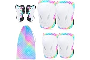 NIDOUL Knieschützer für Kinder Ellenbogenschützer Handgelenkschützer mit Kordelzug-Netztasche, Schutzausrüstung Einstellbare Set für Mädchen Jungen zum Skaten Radfahren Rollerblading Roller, 3-8 Jahre