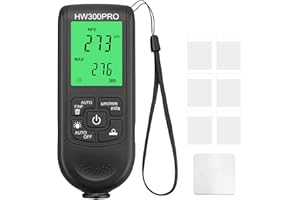 ALLmeter Medidor Espesor Pintura Coche, Medidor De Espesor De Pintura, Con Pantalla LCD, Fe & NF μm/mm/mils 0-2000μm Medidor de Pintura Automático, Max/Min/Avg para Pintura Fabricación Talleres Coches