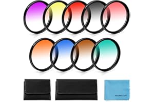 Fotover 9pcs 62mm Graduated Color Filter for Canon Nikon Sony Pentax Olympus Fuji DSLR Camera + Lens Filter Pouch + Cleaning Cloth