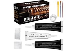 BSCPAM Black Leather Repair Kit for Car interior, Black Leather Vinyl Repair Kit for Furniture Couch Sofa Jacket Purse, Car Upholstery Vinyl Repair Kit for Car seat Boat seats Scratch Tears Holes