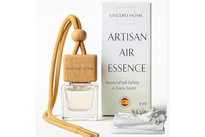 Sincero Home Désodorisant de voiture fait à la main - Aromathérapie écologique avec couvercle en bois et flacon en verre - Parfums naturels et durables pour voiture et maison (Clean Cotton)