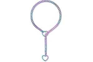 ADEMISHIA Heart O-ring Slip Chain Necklace For Women, Handmade Punk Gothic Cuban Necklace Jewelry Adjustable Lariat Y-Necklace