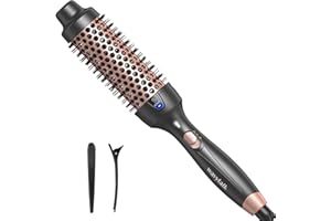 Wavytalk Thermal Brush, Curling Iron Brush with UK Plug, 38 mm Heated Hot Hair Brush to Create Natural Curls, Hot Round Brush for Smoother Appearance, Dual Voltage Feature for Blowout Look.
