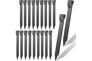 MOLVCE Lot de 20 piquets en plastique noirs - Longueur : 250 mm - Clous en plastique pour bordures de pelouse, pavés, bloquer les mauvaises herbes - Pour jardins, pelouses, bordures de route