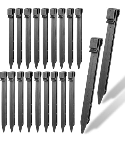 Lot De 20 Piquets D'Ancrage En Plastique 25 Cm - Pour Bordures De Pelouse, Tuyaux D'Arrosage - Anthracite - 12