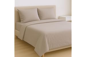 ‎MAXIME MAISON MAXIME MAISON - Bettlaken Set Baumwolle (4 Teilige, Tortora) 1 Spannbettlaken 180x200cm, 1 Bettlaken 240x285cm und 2 Kissenbezüge 52x82cm (BETTBEZUG Nicht ENTHALTEN)