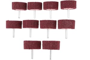YETAHA 10 Pc Mounted Fiber Mop Polishing Brush Wheel for Drill Grinding Burnish Die Grinder Rotary Tools 6MM Shank, Head diameter:50MM, Red grit: 320#