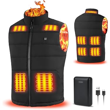 Doudoune Chauffante Sans Manches - 9 Zones De Chaleur, 3 Températures Réglables - Rechargeable USB - Lavable - Pour Plein Air, Sport
