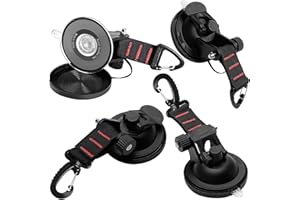 TOPPLAYER Ventose per Auto, 4 Pezzi Resistente Ventosa Ancoraggio, Ventose di Ancoraggio per Auto, Ancoraggio a Ventosa con Gancio di Fissaggio, Gancio per Tendone Auto Campeggio