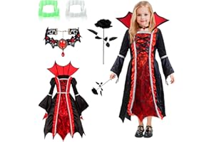 YIBEBE Halloween Costume da Vampiro per Bambina: Ragazza Costume Gotico - Vampiro Vestito - Costume da Regina di Halloween per Carnevale Cosplay Feste a Tema