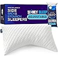 Sidney Sleep Pillow for Side and Back Sleepers - Comfort for Neck and Shoulder Pain - Adjustable and Customizable Shredded Memory Foam Filling - Queen Size - Includes Additional Foam Fill (White)