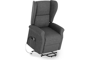 FiveWillowise Fernsehsessel mit Aufstehhilfe, Elektrisch Relaxsessel für ältere Menschen, Liegesessel, TV-Sessel mit Liegefunktion, Fernbedienung, Liegestühle, Loungesofa, Dunkelgrau