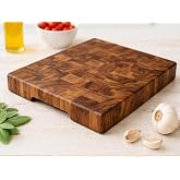 El Yapımı End Grain Kestane Ahşap Kesme Tahtası 39&times;29 cm | 3.5 cm Kalınlık | Profesyonel Butcher Block | Bı&ccedil;ak Dostu Doğrama 