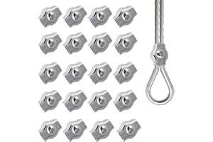 MAXQZIN 20 Pcs 1/8 Inches M3 Wire Rope Clamp 304 Stainless Steel Cable Clamp M3 Simplex Single Bolt Wire Rope Clips Wire Cable Clamps Cable Clips for Guy Line Metal Fence Antenna Clothesline Rigging Hardware