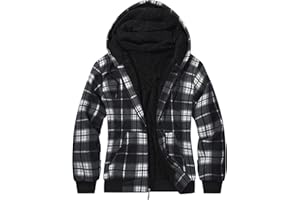 geeksport Fleecejacke Herren Sweatjacke Männer mit Kapuze Warme Kapuzenjacke Gefüttert Winterjacke Kariertes Hoodie mit ReißVerschluss