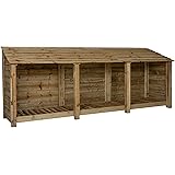 Wooden Log Store 4ft Slatted Firewood Storage With Door - UK