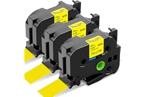 3-Pack Upwinning 24mm Yellow Label Replacement for Brother TZe-651 TZe651 AZe-651 24mm, Black on Yellow Laminated Labelling Tape Cassette for Brother P-Touch D600 P700 P750W 2430 E550W Labeller