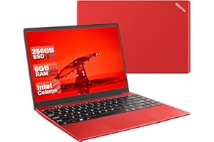 WOZIFAN Ordinateur PC Portable 256Go 14 Pouces Win11 SSD Expansible 1to Stockage Celeron N4020 Laptop Up to 2.8Ghz 2.4G+5G Wifi 1080p HDMI Bluetooth Souris Sans Fil & Azerty Membrane du clavier - Rouge