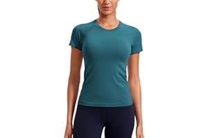 CRZ YOGA Bezszwowe koszulki treningowe dla kobiet z krótkim rękawem koszulki sportowe oddychające do biegania na siłownię i do jogi