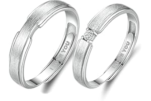 Bishilin Verlobungsringe Paar Silber 925, Ringe Verstellbar Matt Bandringe mit Zirkonia Partberringe Freundschaftsringe für 2