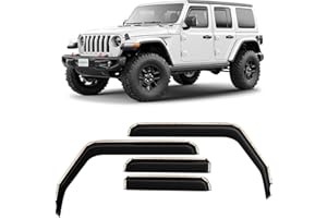 Clim Art Incasso Deflettori antiturbo Compatibile con Jeep Wrangler 2018-2026 IV JL - Accessori auto - Deflettori finestrini - Deflettore aria auto - Protezione meteo - Facilità di installazione-4Pz N