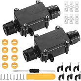IYEREER 2 Way IP68 Waterproof 2-Way Electrical Junction Box | Suitable for cables with diameter 5-9mm and 9-12mm, durable pla