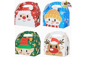 TLOXO 12 Pz Scatole Regalo di Natale,Natale Treat Boxes 3D Casa di Cartone per Biscotti di Caramelle Regalo di Natale per Bambini I Regali di Natale E Caramelle