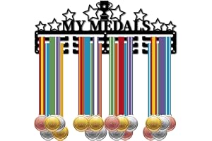 CREATCABIN Mina medaljer medaljhängare visa medaljhållare stjärna trofé hylla ram sport metall hängande idrottare utmärkelser järn väggmontering dekor över 60 medaljer för tävling band medaljer