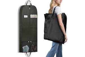 ARTILITS Black Garment Bag with Wrinkle-Free Wedding Dress Capacity, Breathable Lining, Elegant Flap Alignment and Compact Fold Pattern, Stylish Choice for Bride-to-Be Seeking Durable Protection for Gowns
