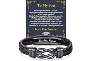 MOROTOLE MOROTLE Mens Leather Bracelet Birthday Gifts for Son Dad Husband Man Mens Bracelets Gifts for Him