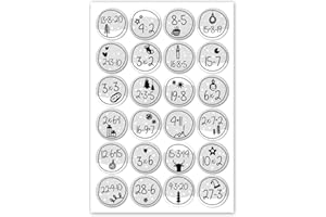 ‎YOUNIKAT younikat 24 Adventskalender Zahlen Aufkleber mit Rechenaufgaben - Rund 4 cm - Mathe Zahlen für Adventskalender - Weihnachtsaufkleber und Geschenkaufkleber selbstklebend I dv387