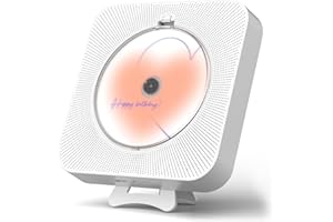 Yintiny Wiederaufladbarer niedlicher CD-Player mit Blutooth 5.0; tragbarer Musik-Player für Heimdekoration; Fernbedienung; unterstützt AUX-in-Kabel und USB; HiFi-Bluetooth-Player