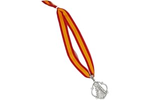 GOS BEST SUPPLIES Colgante Retrovisor De Coche Para Colgar en Espejo Automovil Amarillo y Rojo Colores de la Bandera de España con Abalorio de la Virgen Del Rocio