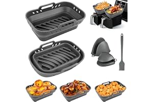 Sungoup 5 pcs Moule Air Fryer Silicone pour Ninja Foodi Max Air Fryer AF300EU/AF400EU, Moule Silicone Air Fryer, Accessoires Air Fryer, Gant Cuisine, Pinceau Cuisine, Air Fryer Accessoires (Gris)