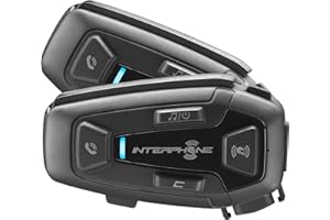 INTERPHONE UCOM8R - Doppio - Interfono Moto con Comunicazione Mesh 2.0, Fino a 24 Piloti, Distanza 1,6 Km, Autonomia 18 ore, Compatibile TFT e GPS, Impermeabile, Speaker HD 40mm