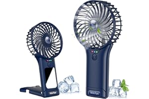 Wastou Ventilatore Portatile, Mini Ventilatore Silenzioso Ricaricabile USB, Piccolo Ventilatore Personale a 4 Velocità con Specchio, Ventilatore da Tavolo a Batteria per Viaggi in Ufficio all'Aperto