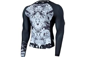 HUGE SPORTS Wildling Series Rash Vest Men- Long Sleeve Rash Guard Quick Drying Swimming Top Shirts for Surfing BJJ Jiu Jitsu MMA