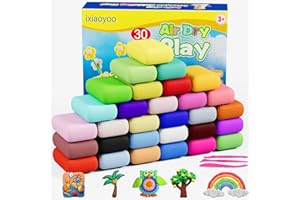 Ixiaoyoo Air Dry Clay, Modelling Clay for Kids, 30 Colors DIY Molding Magic Clay for with Tools, Soft & Non-Sticky, Toys Gifts for Age 3 4 5 6 7 8+ Years Old Boys Girls Kids