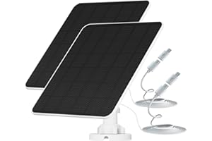 YCTECHLIFE 6W Panel Solar para Cámara de Seguridad, Panel Solar USB Compatible con Cámara de Batería Recargable, Cargador Solar con Cable de Carga de 9.8ft, IP65 Impermeable, 2 Pack