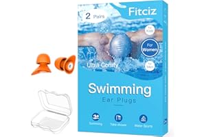 Fitciz Bouchons d'Oreille De Natation pour Adultes - Boule Quies Piscine pour Hommes Femmes - Avec Étui pour Nageurs - Confortables Imperméables (Taille Femme, 2 Paires S+M)